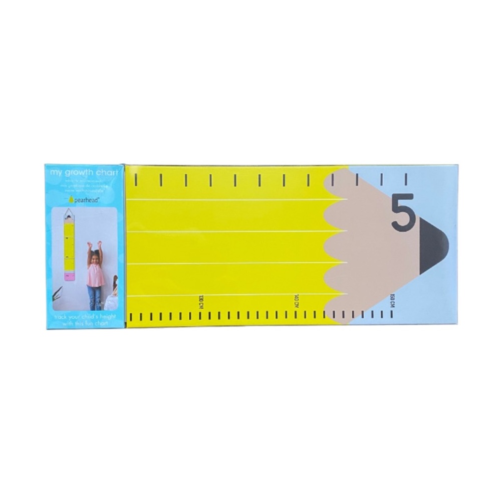 Pearhead Pencil Growth Chart Wood Ruler Nursery Kids Room Wall Decor NIB New